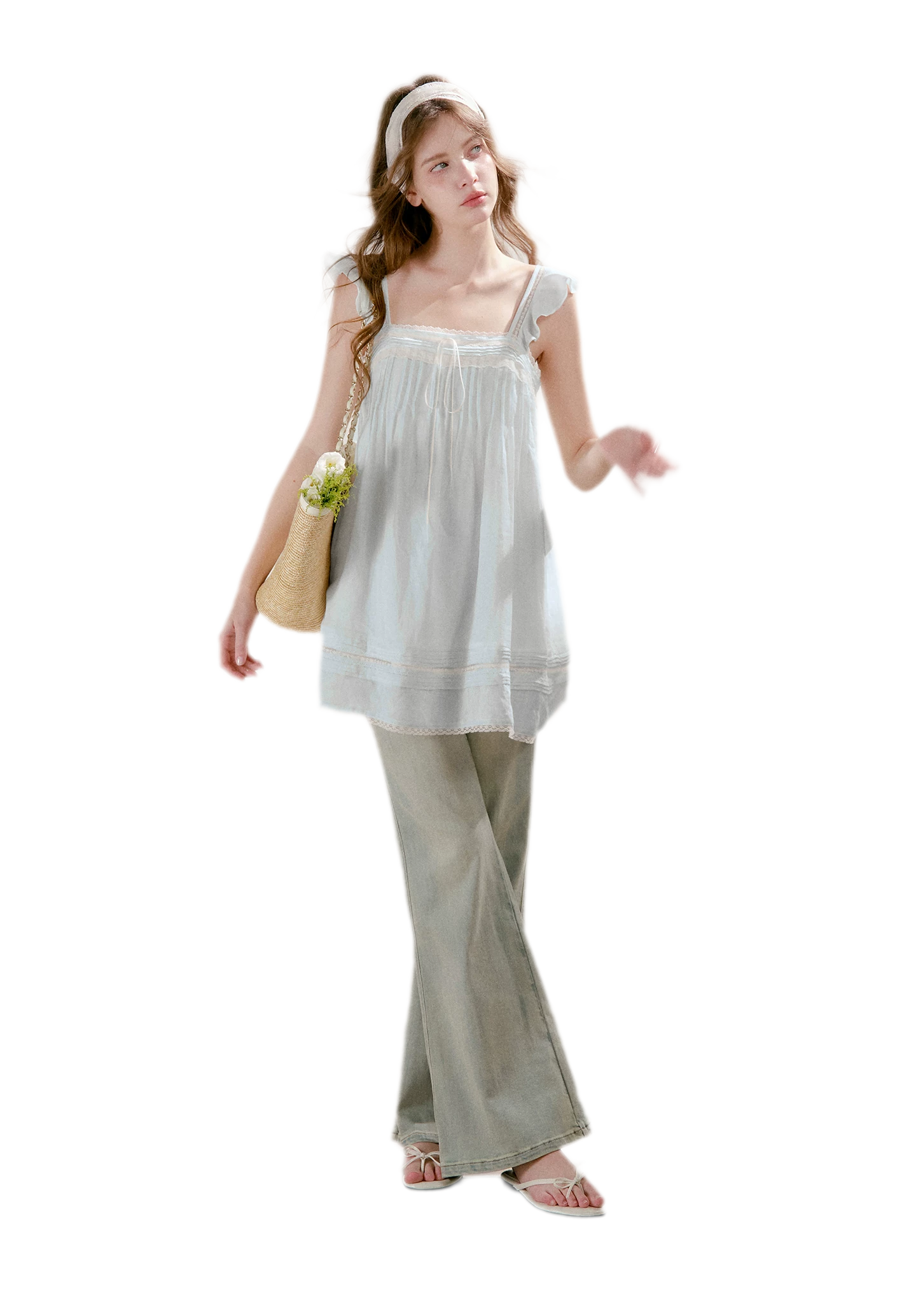Pleated Lace A-Line Dress