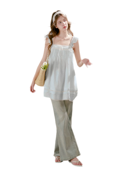 Pleated Lace A-Line Dress