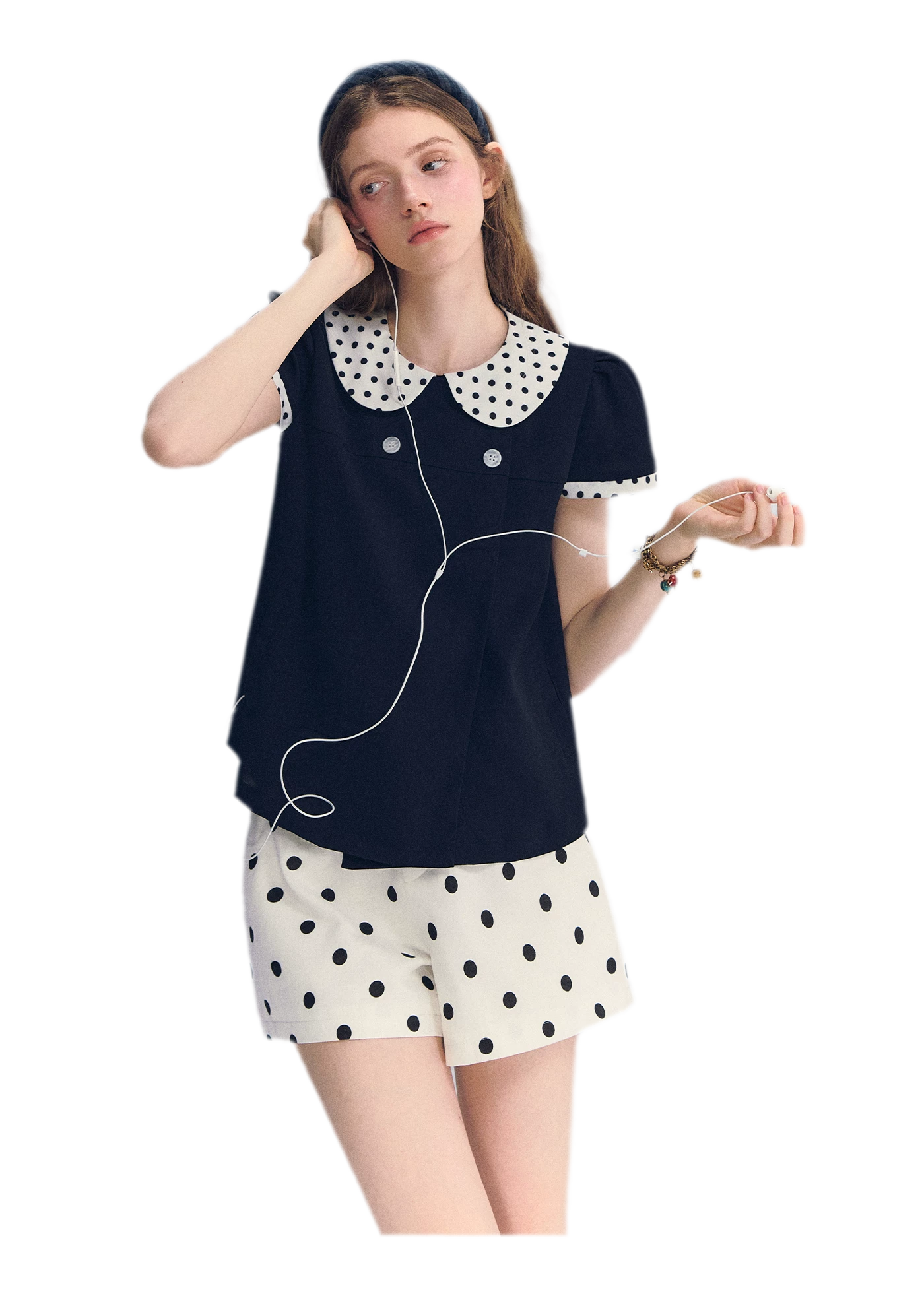 Polka Dot Doll Collar Top