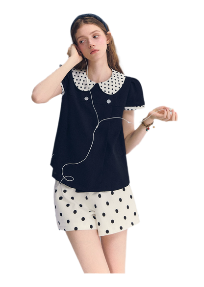 Polka Dot Doll Collar Top
