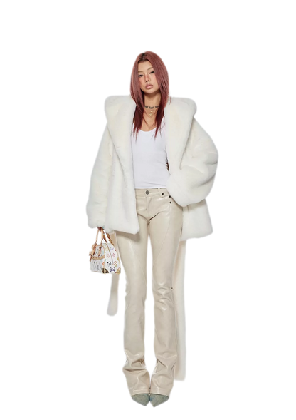 Plush Hooded Faux-Fur Coat