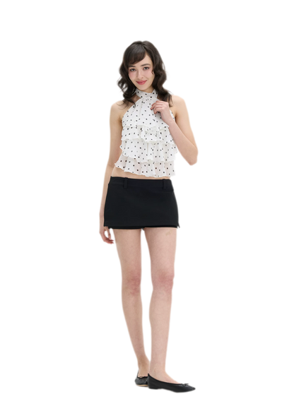 Polka-Dot Ruffle Halter Top