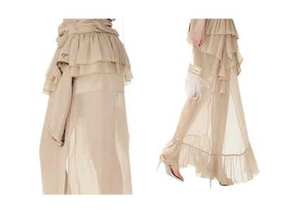 CYNR Sheer Ruffle High-Slit Skirt – view 8