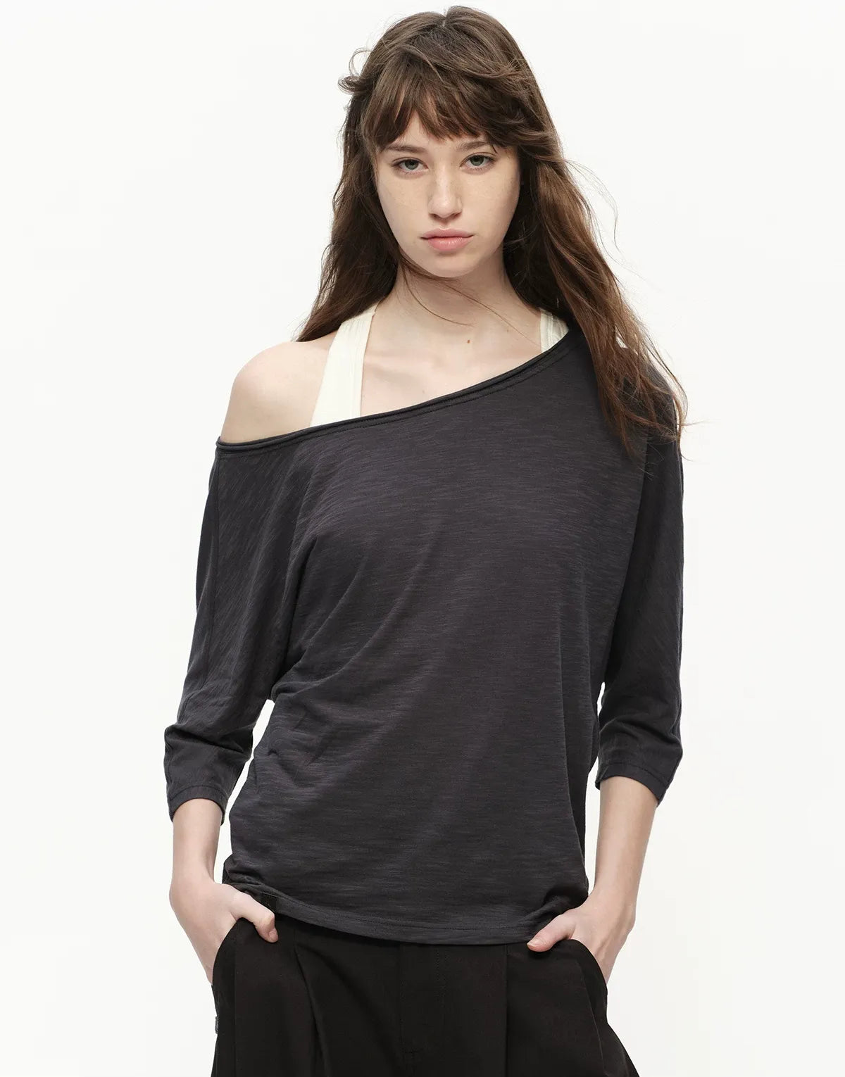 Lyocell Slub One-Shoulder Tee