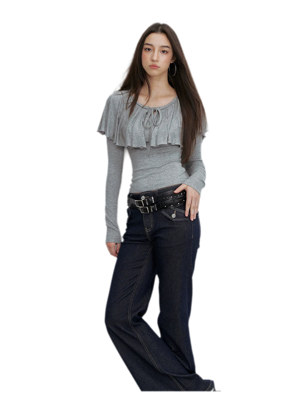Tie-Neck Ruffle Top