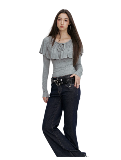Tie-Neck Ruffle Top