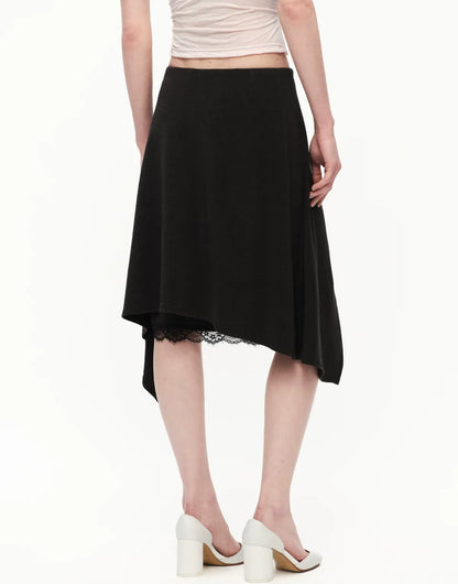 Lyocell Asymmetric Lace Skirt