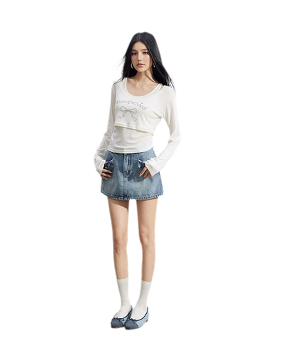 Bow Rhinestone T-Shirt Set