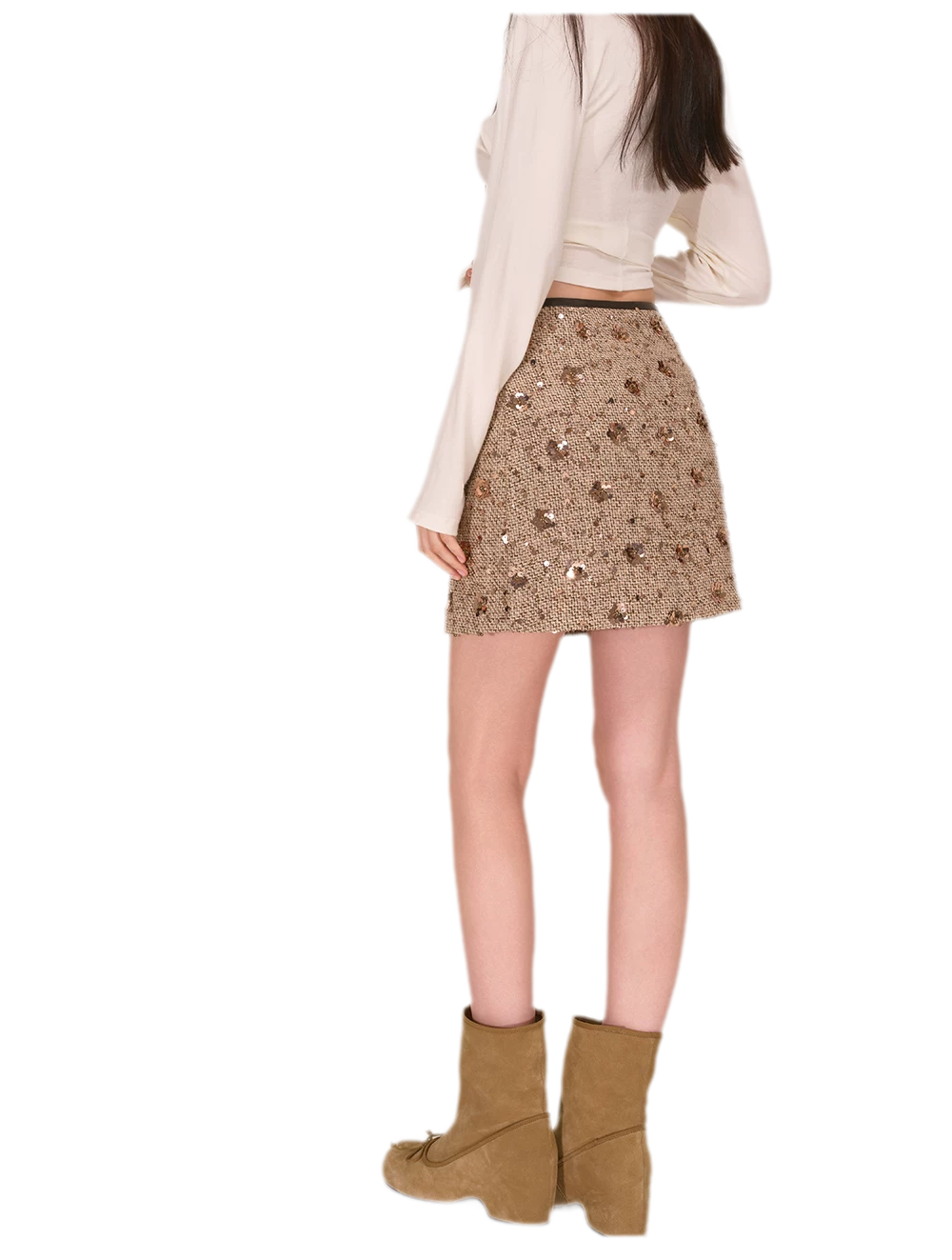 Sequin Tweed A-Line Skirt