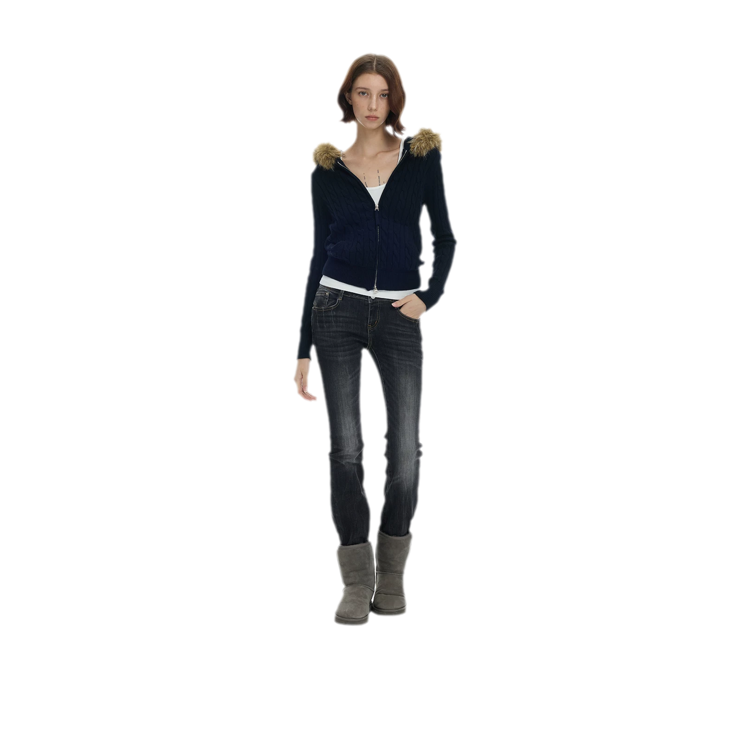 Washed Low-Rise Flare Jeans