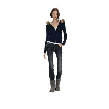 Washed Low-Rise Flare Jeans