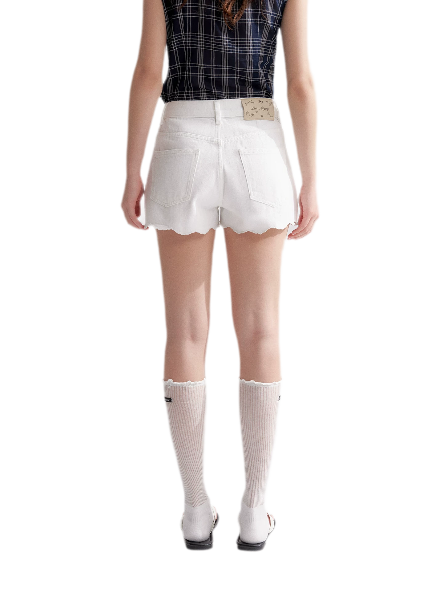 Eyelet Embroidered Denim Shorts