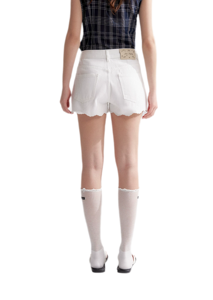 Eyelet Embroidered Denim Shorts