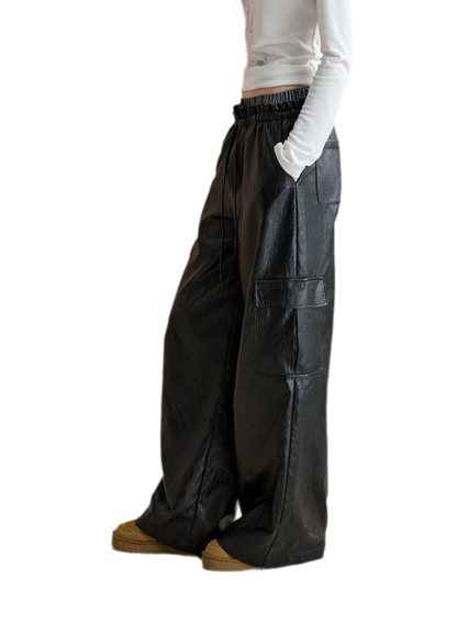 Matte Wide-Leg Cargo Pants