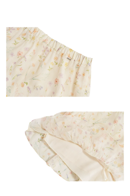 Romantic Chiffon Floral Short Skirt