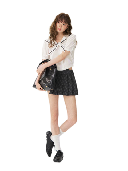 Striped Pleated Skort