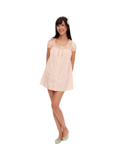 Lace Trim Puff Sleeve Dress
