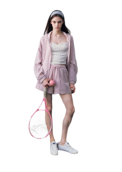 Lace Trim Drawstring Set