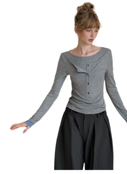 Contrast Cuff Layered Long-Sleeve T-Shirt