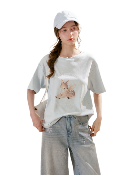 Hand-Painted Deer Tee