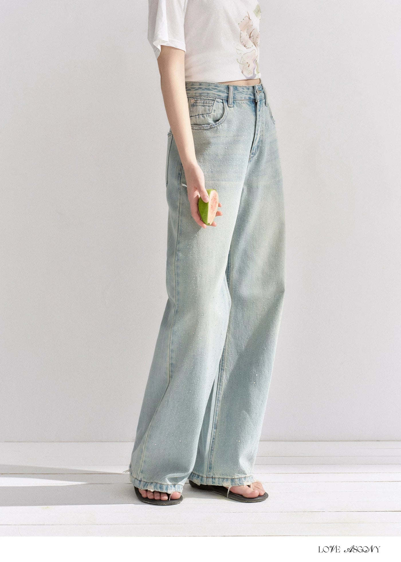 Starry Crystal Wide-Leg High-Waist Jeans