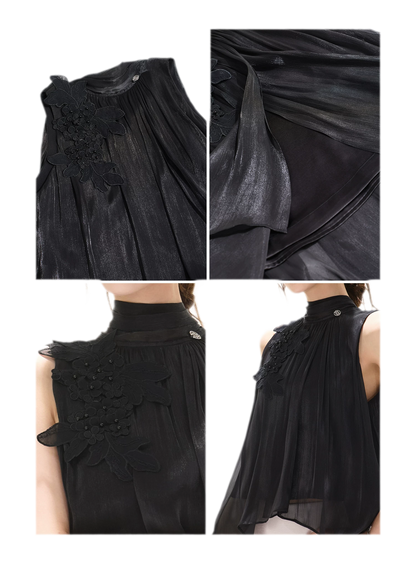 Embellished Satin Halter Top