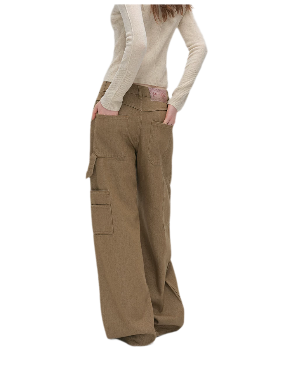 Enzyme-Washed Wide-Leg Utility Jeans