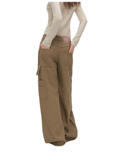 Enzyme-Washed Wide-Leg Utility Jeans