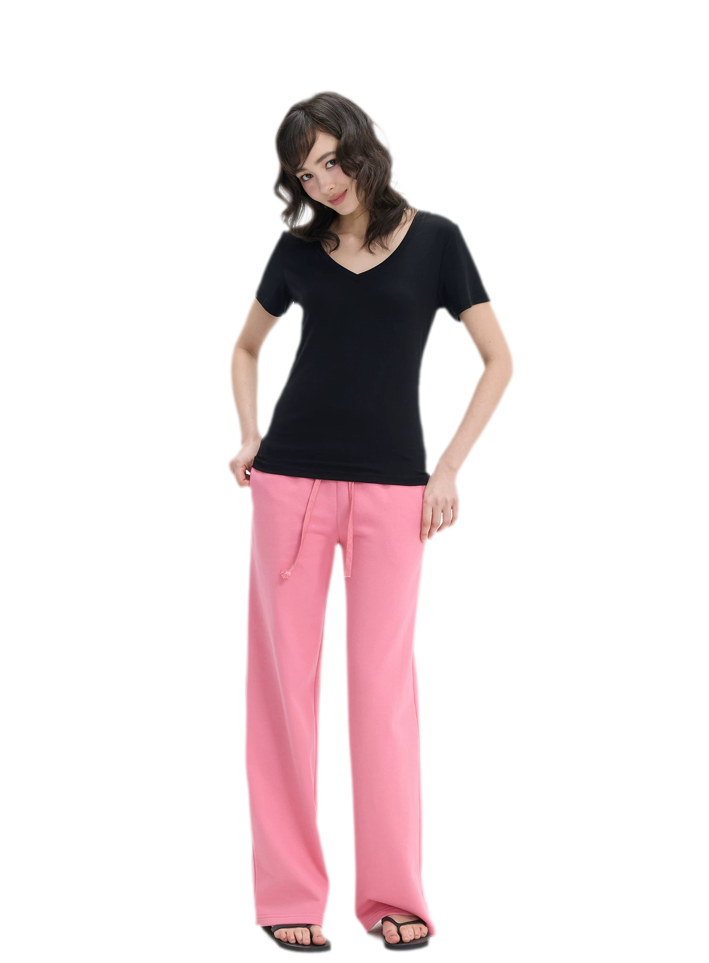 Low-Rise Wide-Leg Loose Sweatpants