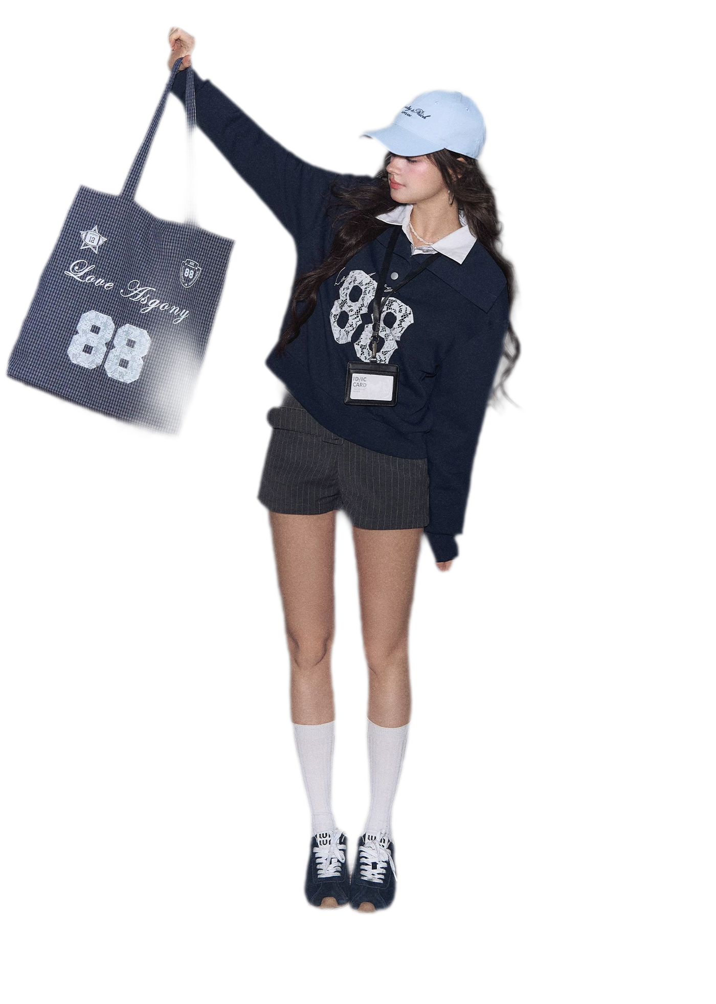 Lace Appliqué Cropped Sweatshirt