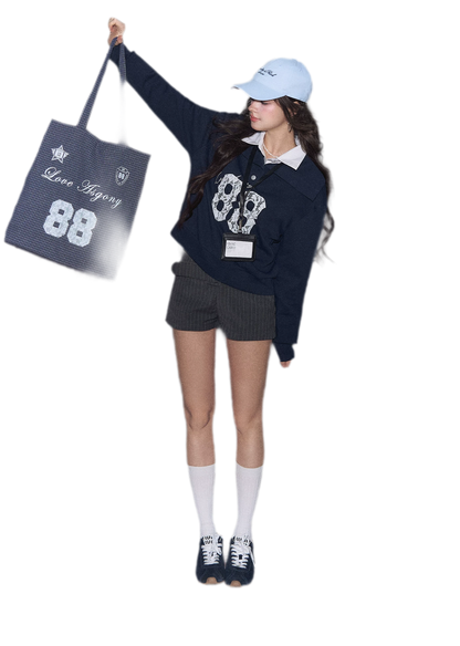 Lace Appliqué Cropped Sweatshirt
