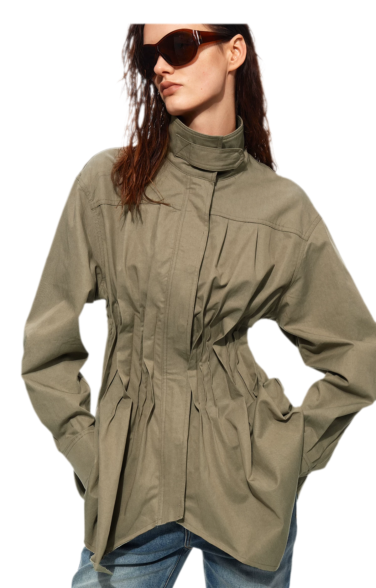 Pleated Fitted Utility Jacket