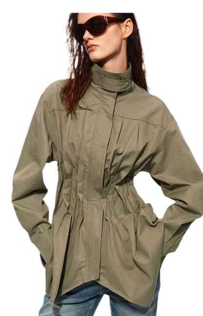 Pleated Fitted Utility Jacket