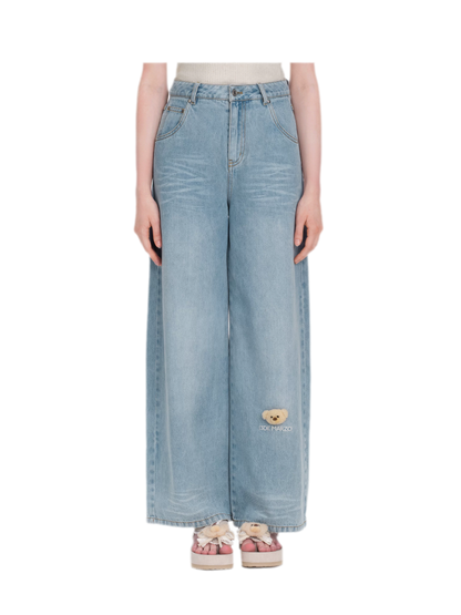 13DE MARZO Bear Appliqué Wide Jeans – view 10