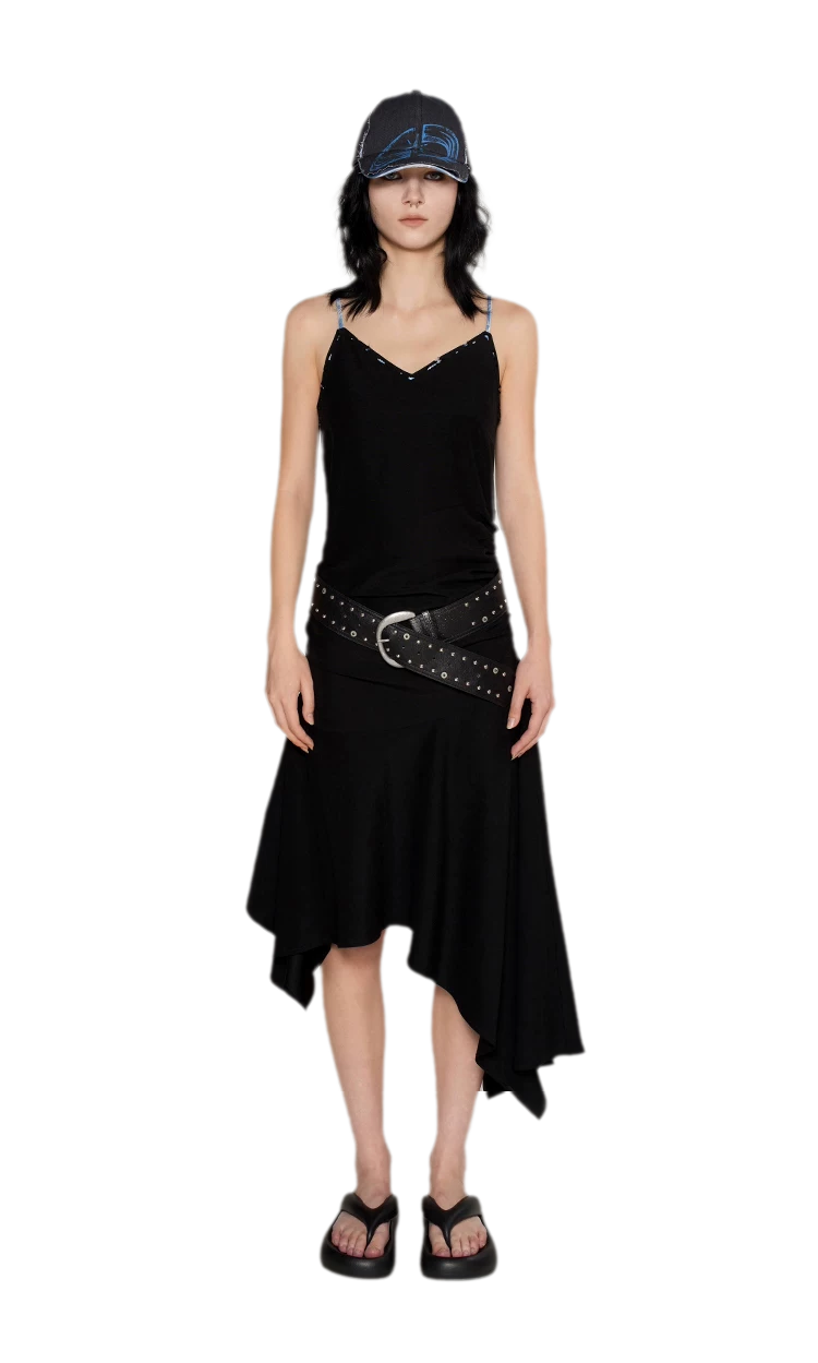 Acetate Asymmetric Slip Dress