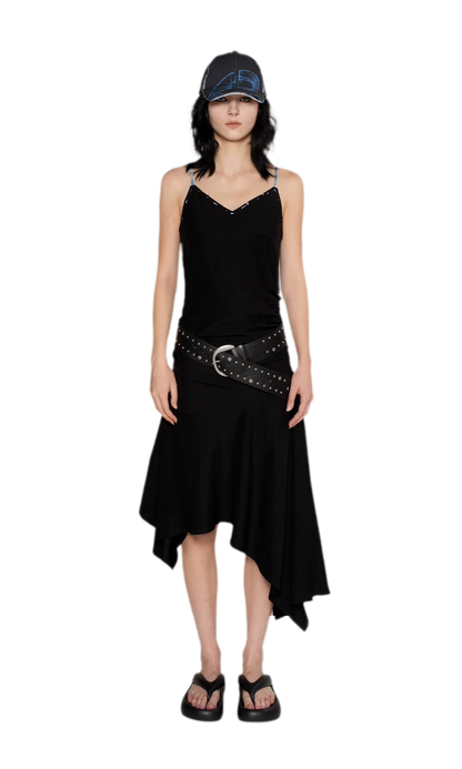 Acetate Asymmetric Slip Dress