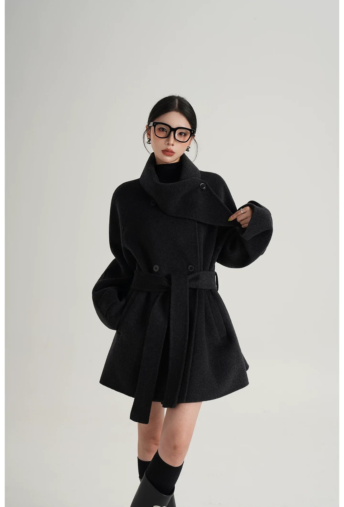 Hand-Stitched Belted Wool Coat