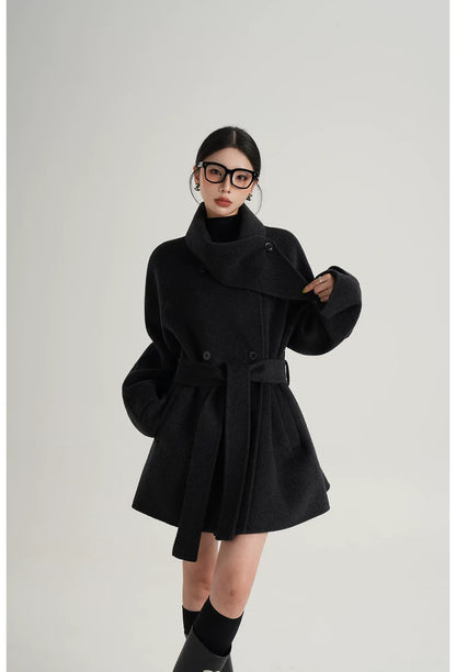 Hand-Stitched Belted Wool Coat