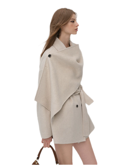 Double-Faced Wool Cape Coat