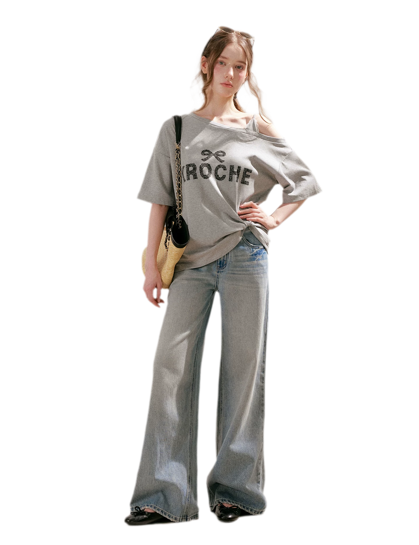 Off-Shoulder Logo T-Shirt
