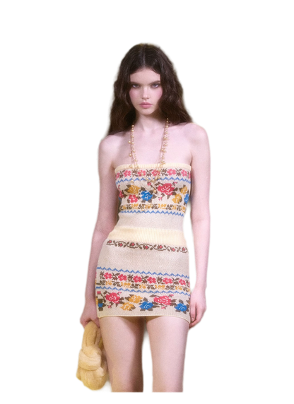 Robe pull rose Fair Isle