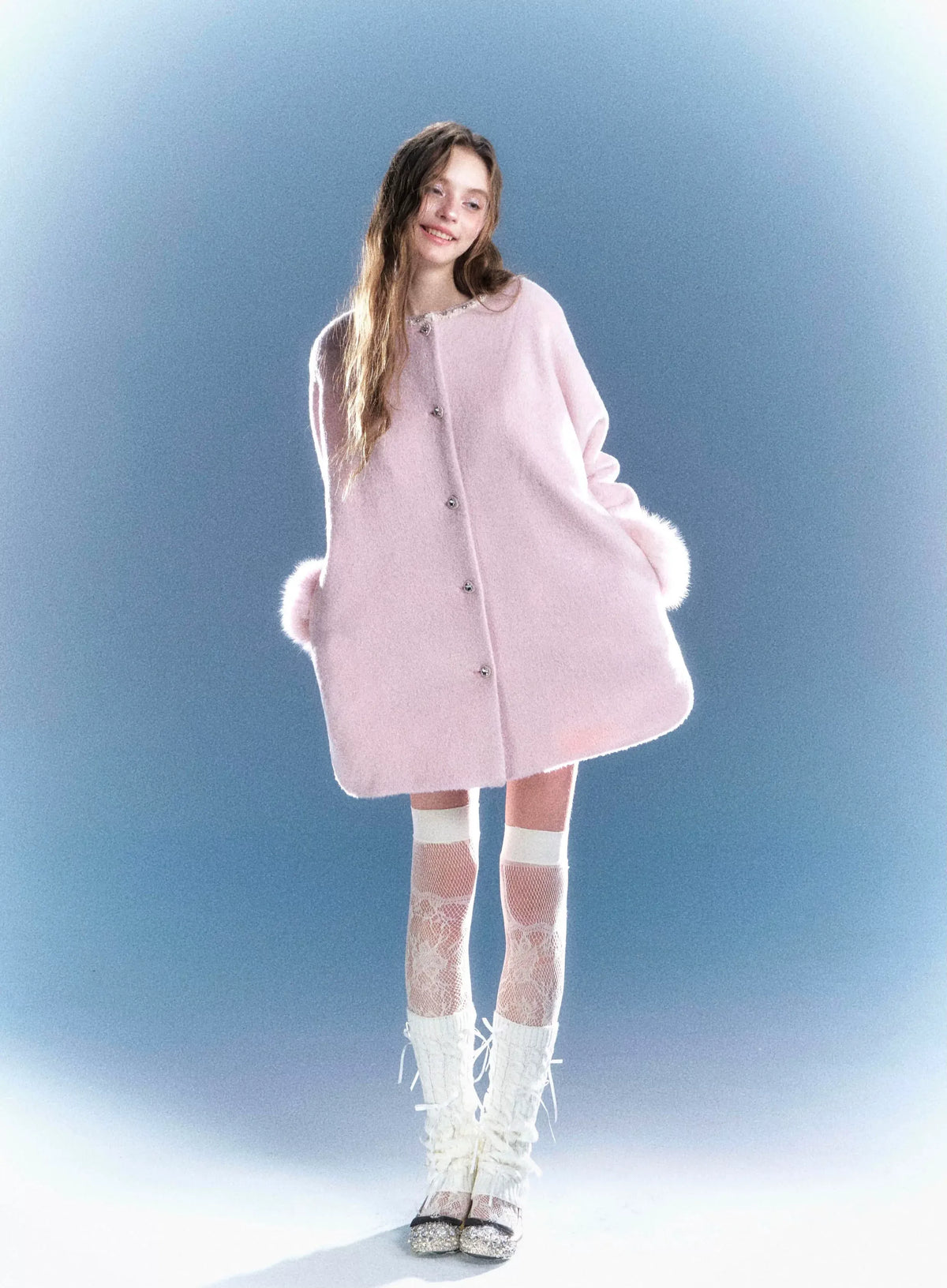 Fur Trim Relaxed Wool Coat