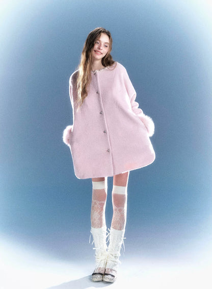 Fur Trim Relaxed Wool Coat