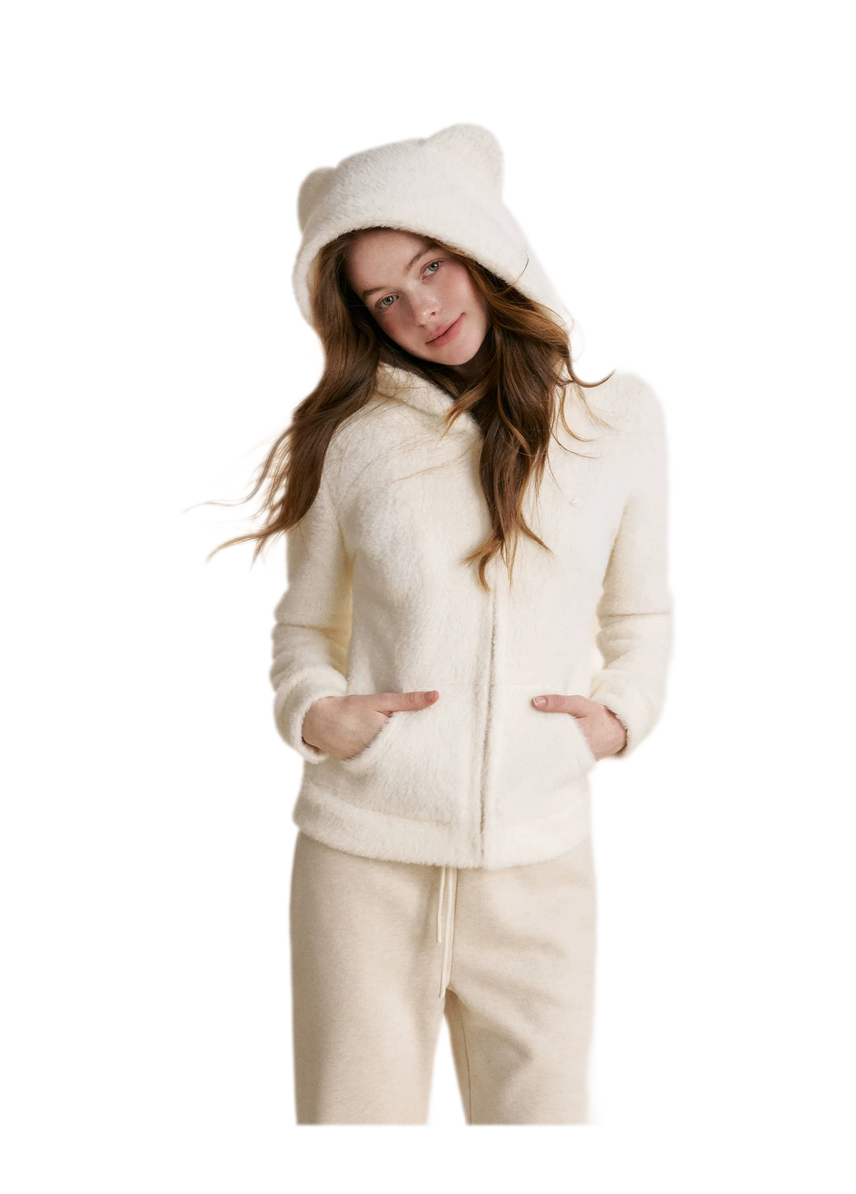 Eco Plush Bear-Ear Hoodie