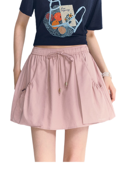 Drawstring A-Line Skirt