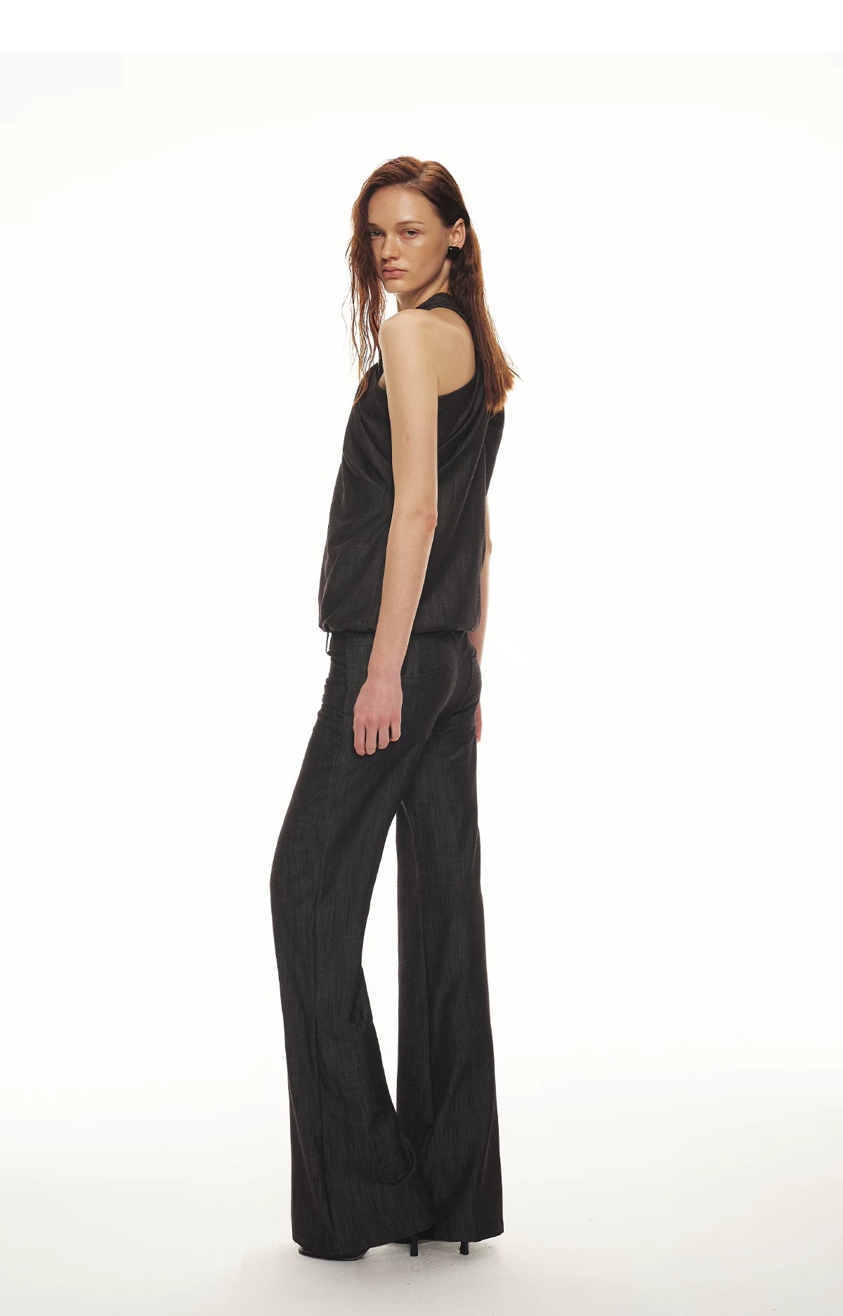 Tencel Hollow Halter Top &amp; Flared Pants Set