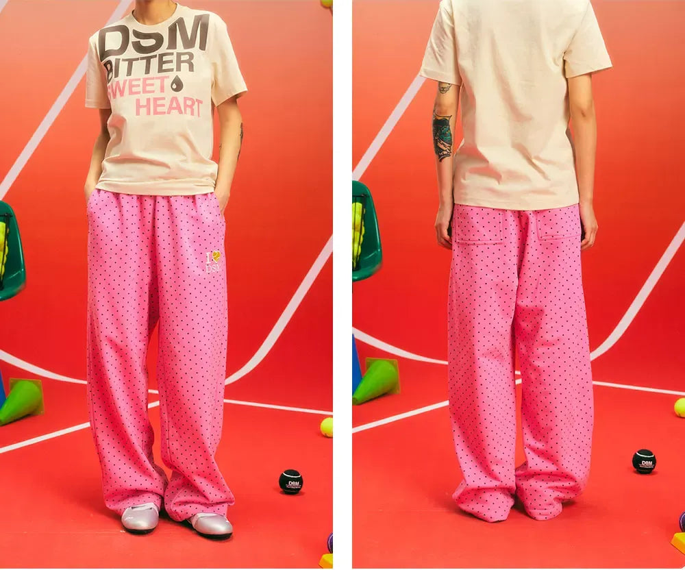 Polka Dot Relaxed Straight-Leg Pants