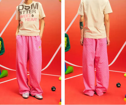 Polka Dot Relaxed Straight-Leg Pants