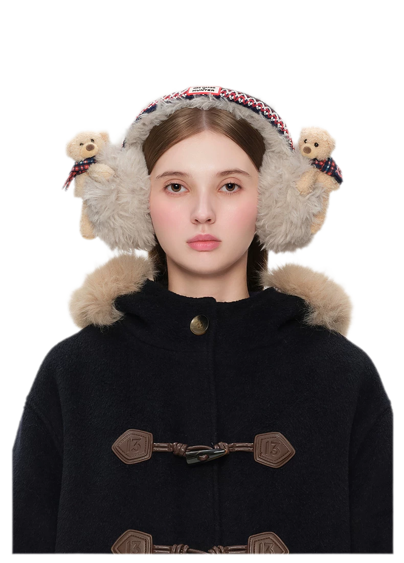 Paraorecchie in peluche a forma di orso con fiocco