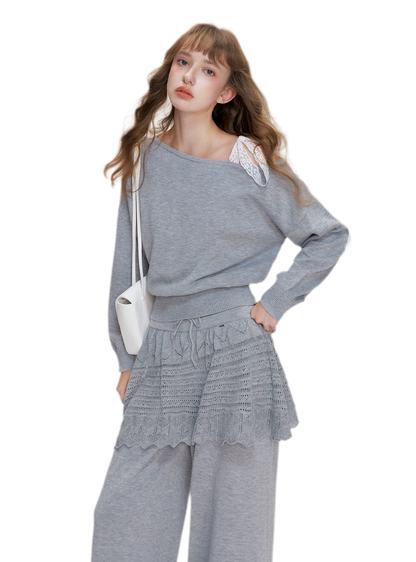 Wool Blend Asymmetric Knit Set